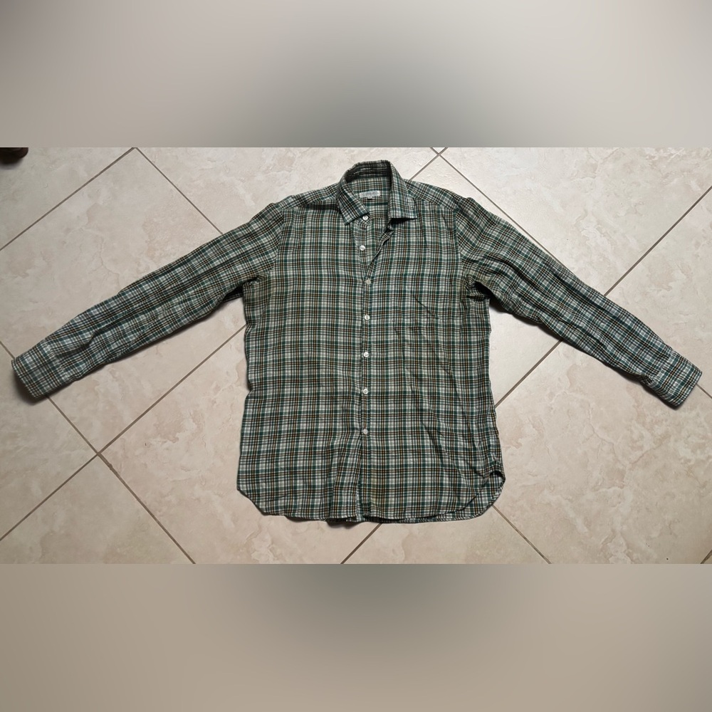 Piattelli Olive Checkered Men's Shirt